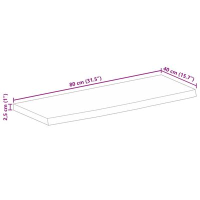 vidaXL Dessus de table 80x40x2,5 cm bord vif bois massif manguier brut