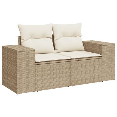 vidaXL Salon de jardin avec coussins 7 pcs beige résine tressée