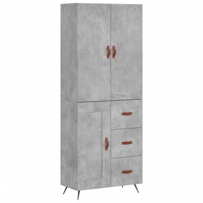 vidaXL Buffet haut Gris béton 69,5x34x180 cm Bois d'ingénierie