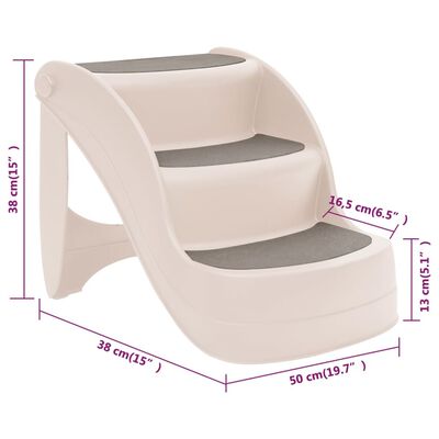 vidaXL Escalier pliable 3 marches pour chien Crème 50x38x38 cm