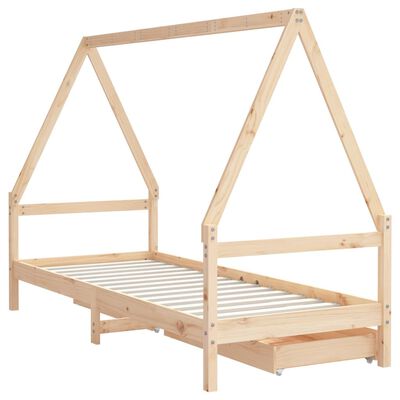 vidaXL Cadre de lit d'enfants et tiroirs 90x190 cm bois de pin massif