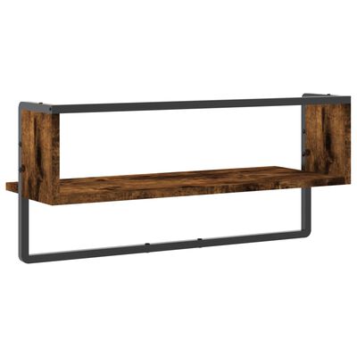 vidaXL Étagère murale avec barre chêne fumé 65x25x30 cm