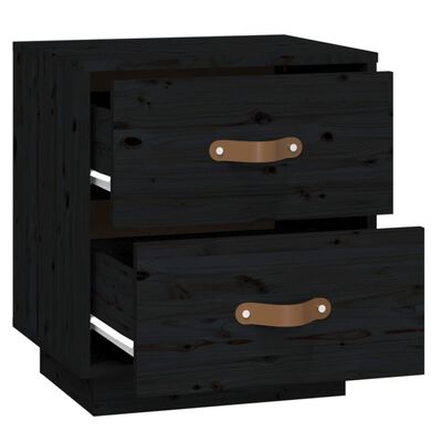 vidaXL Table de chevet Noir 40x34x45 cm Bois de pin massif