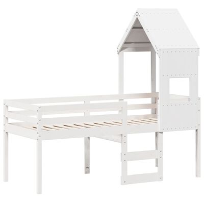 vidaXL Lit haut avec toit blanc 75x190 cm bois de pin massif