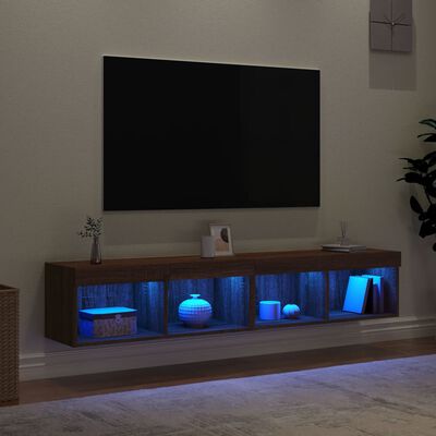 vidaXL Meubles TV avec lumières LED 2 pcs chêne marron 80x30x30 cm