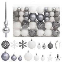 vidaXL Ensemble de boules de Noël 111 pièces blanc et gris polystyrène