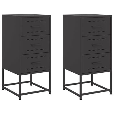 vidaXL Tables de chevet 2 pcs noir 36x39x78 cm acier