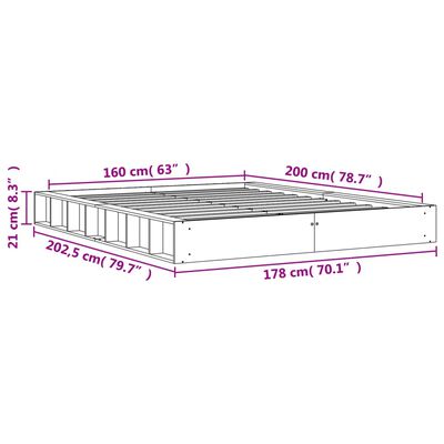 vidaXL Cadre de lit sans matelas cire marron 160x200cm bois pin massif