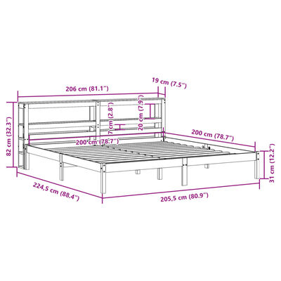 vidaXL Cadre de lit et tête de lit sans matelas cire marron 200x200 cm