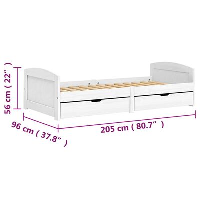 vidaXL Lit de jour avec 2 tiroirs IRUN blanc 90x200 cm bois pin massif