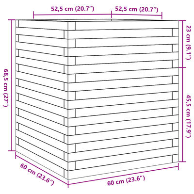 vidaXL Jardinière 60x60x68,5 cm bois de pin imprégné