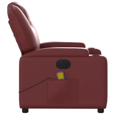 vidaXL Fauteuil de massage inclinable électrique rouge bordeaux