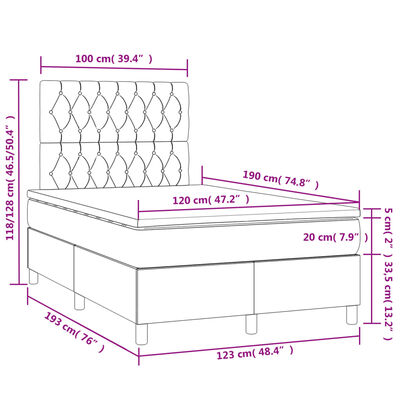 vidaXL Sommier à lattes de lit et matelas LED rose 120x190 cm velours