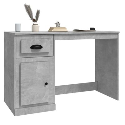 vidaXL Bureau avec tiroir gris béton 115x50x75 cm bois d'ingénierie