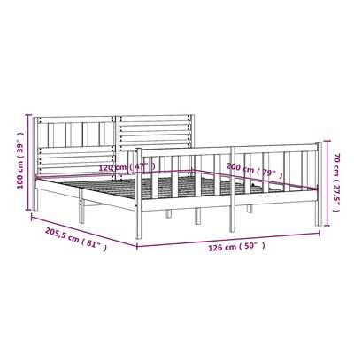 vidaXL Cadre de lit Bois massif 120x200 cm