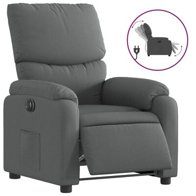 vidaXL Fauteuil inclinable électrique Gris foncé Tissu