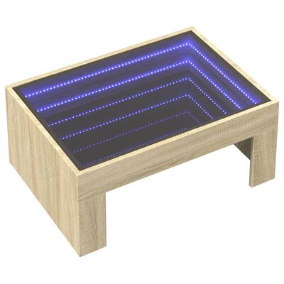 vidaXL Table basse avec LED infini chêne sonoma 70x50x30 cm