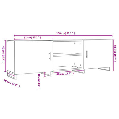 vidaXL Meuble TV blanc 150x30x50 cm bois d'ingénierie