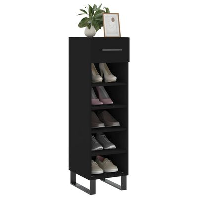 vidaXL Armoire à chaussures noir 30x35x105 cm bois d'ingénierie