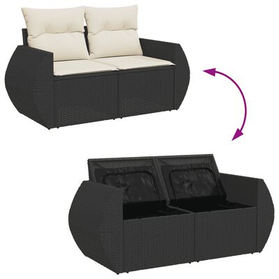 vidaXL Salon de jardin 10 pcs avec coussins noir résine tressée