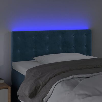 vidaXL Tête de lit à LED Bleu foncé 80x5x78/88 cm Velours