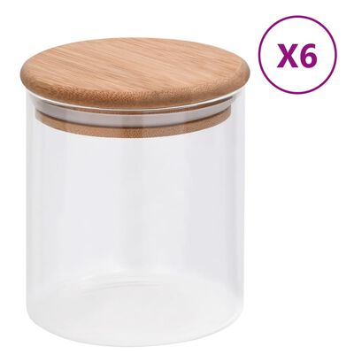 vidaXL Pots de conservation en verre couvercle en bambou 6 pcs 600 ml