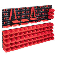 vidaXL Kit de bacs de stockage et panneaux muraux 141pcs rouge et noir