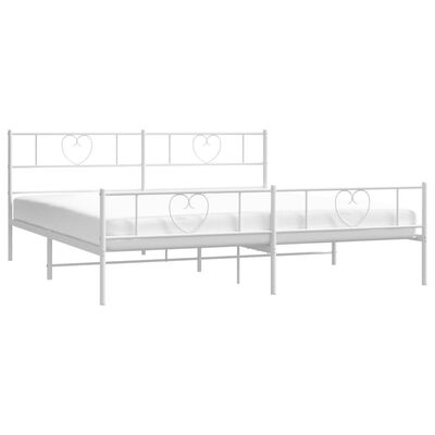 vidaXL Cadre de lit métal sans matelas et pied de lit blanc 183x213 cm