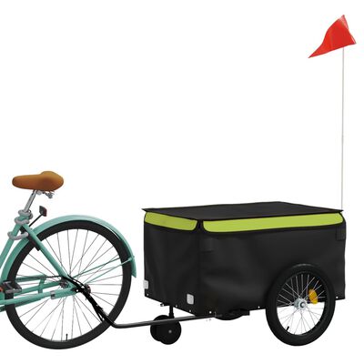 vidaXL Remorque de vélo noir et vert 30 kg fer