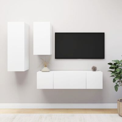 vidaXL Ensemble de meubles TV 4 pcs Blanc Bois d'ingénierie