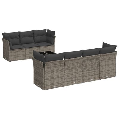 vidaXL Salon de jardin 8 pcs avec coussins gris résine tressée