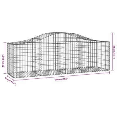 vidaXL Paniers à gabions arqués 40 pcs 200x50x60/80 cm fer galvanisé