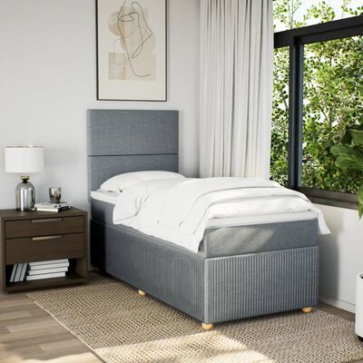 vidaXL Sommier à lattes de lit avec matelas Gris clair 100x200cm Tissu