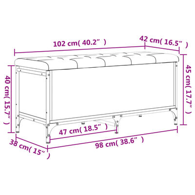 vidaXL Banc de rangement sonoma gris 102x42x45 cm bois d'ingénierie