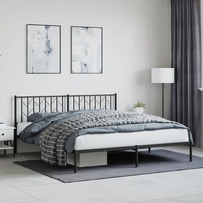 vidaXL Cadre de lit métal sans matelas avec tête de lit noir 183x213cm