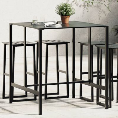 vidaXL Table de bar noir 100x100x110 cm acier enduit de poudre