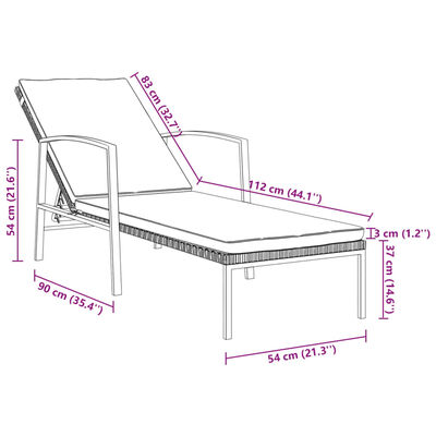 vidaXL Chaises longues lot de avec table Résine tressée Gris