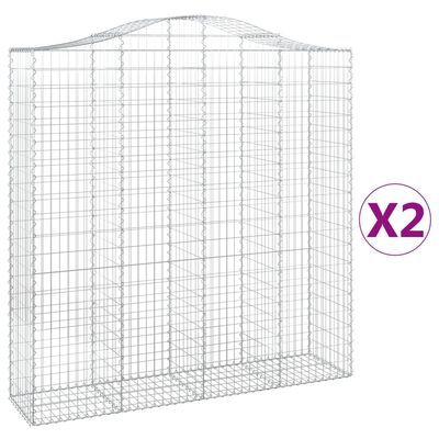 vidaXL Paniers à gabions arqués 2 pcs 200x50x200/220 cm Fer galvanisé