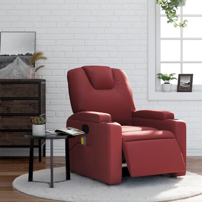 vidaXL Fauteuil de massage inclinable électrique rouge bordeaux