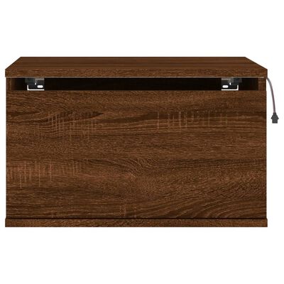 vidaXL Table de chevet murale avec lumières LED chêne marron