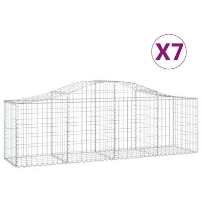 vidaXL Paniers à gabions arqués 7 pcs 200x50x60/80 cm Fer galvanisé