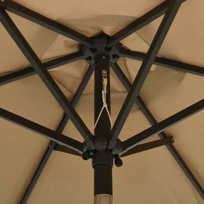 vidaXL Parasol de jardin avec lumières LED taupe 200x211 cm aluminium