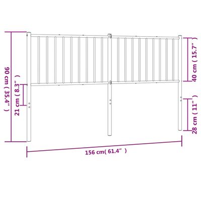 vidaXL Tête de lit métal noir 150 cm