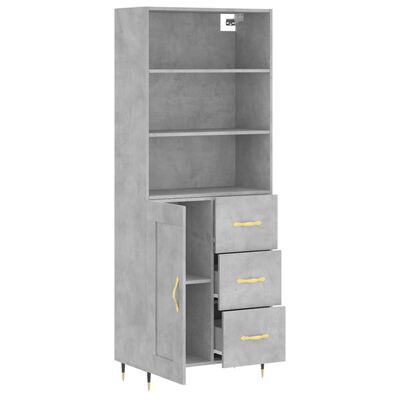 vidaXL Buffet haut Gris béton 69,5x34x180 cm Bois d'ingénierie