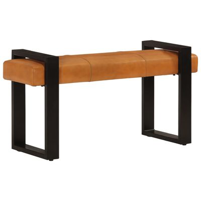 vidaXL Banc Noir et marron 110 cm Cuir de chèvre véritable