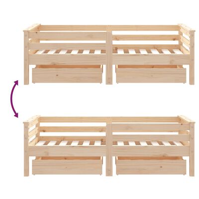 vidaXL Cadre de lit enfant avec tiroirs 70x140 cm bois de pin massif