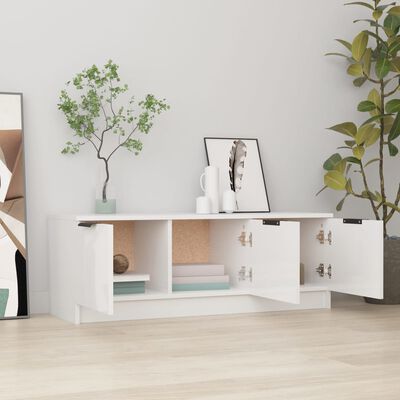 vidaXL Meuble TV Blanc brillant 102x35x36,5 cm Bois d'ingénierie