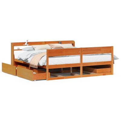 vidaXL Cadre de lit sans matelas cire marron 200x200cm bois pin massif