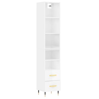 vidaXL Buffet haut Blanc brillant 34,5x34x180 cm Bois d'ingénierie