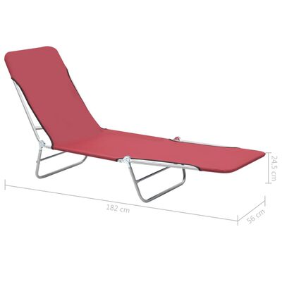 vidaXL Chaises longues pliables lot de 2 Acier et tissu Rouge